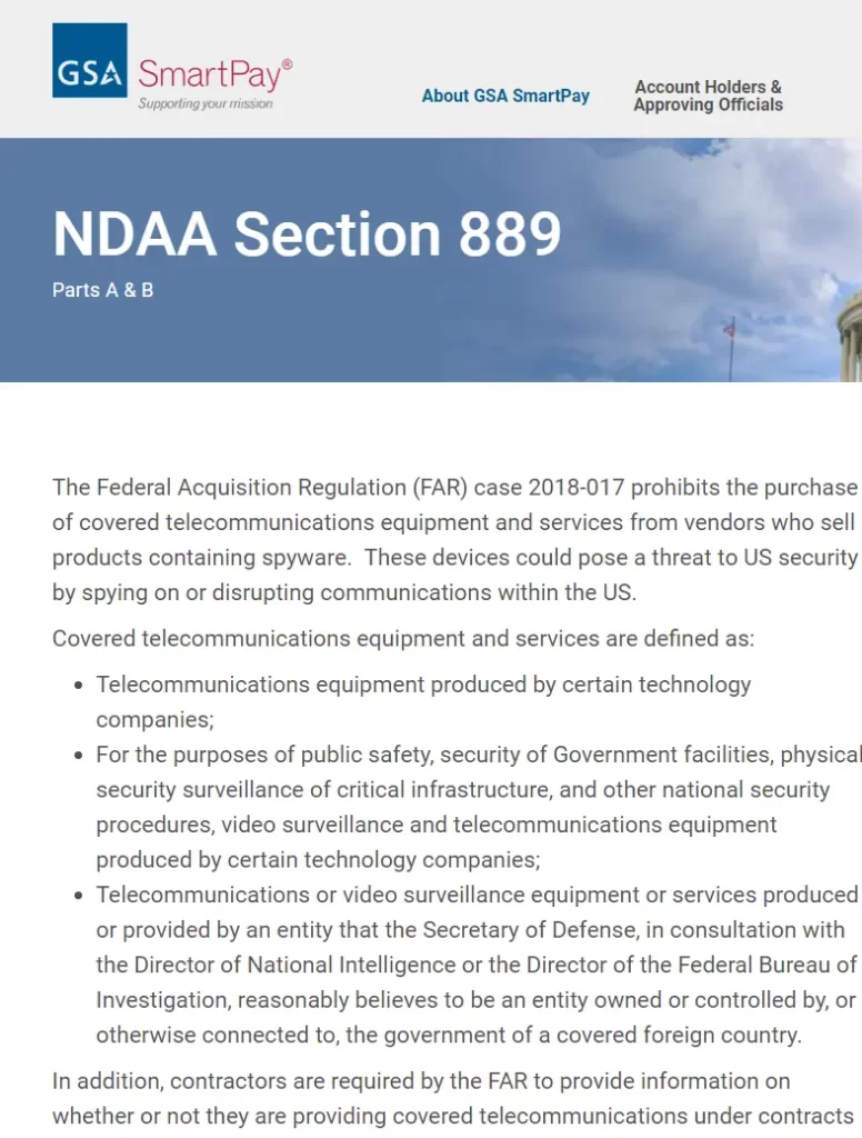 NDAA Section 889